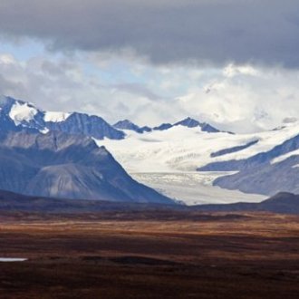 a view of a snow covered mountain