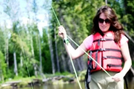 a person holding a kite