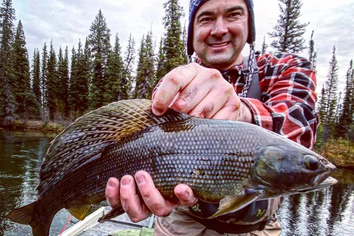 a person holding a fish in the water