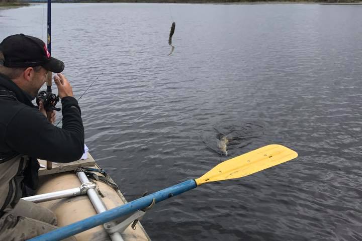 a person in a boat on a body of water