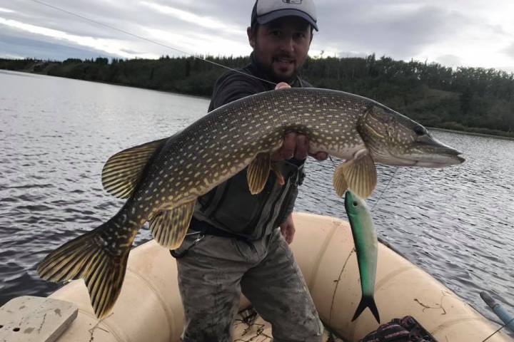 a man holding a fish in the water